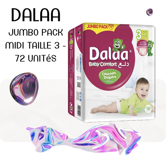 Dalaa Comfort Couches Bébé Jumbo Pack Midi Taille 3 - 72 Unités