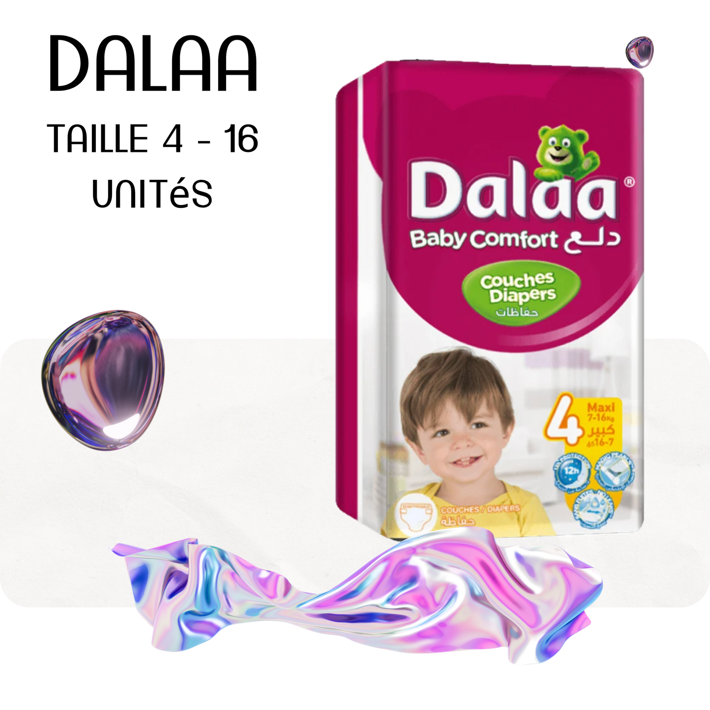 Dalaa Couches bébé Taille 4 - 16 Unités