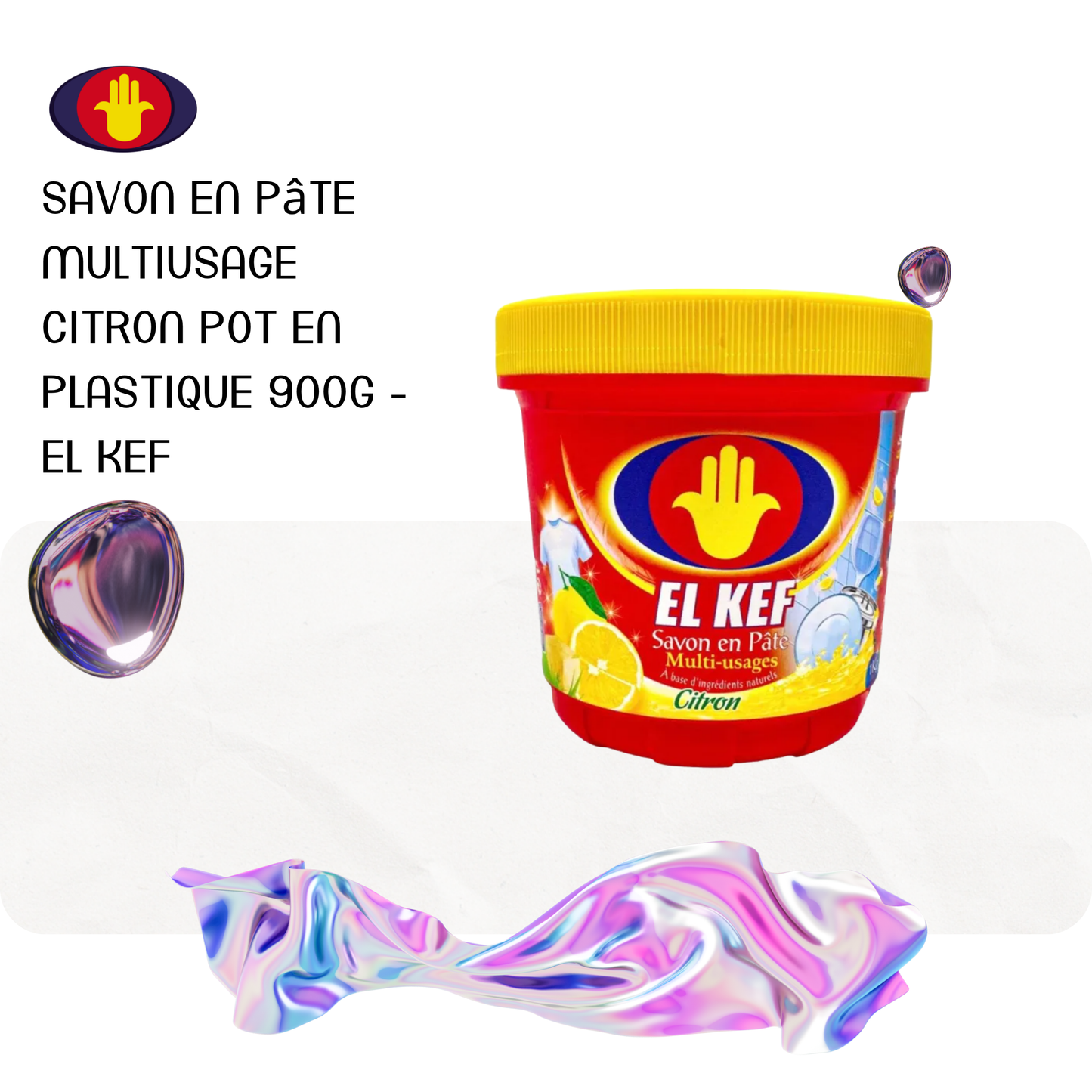 Savon en pâte multiusage citron pot en plastique 900g - EL KEF
