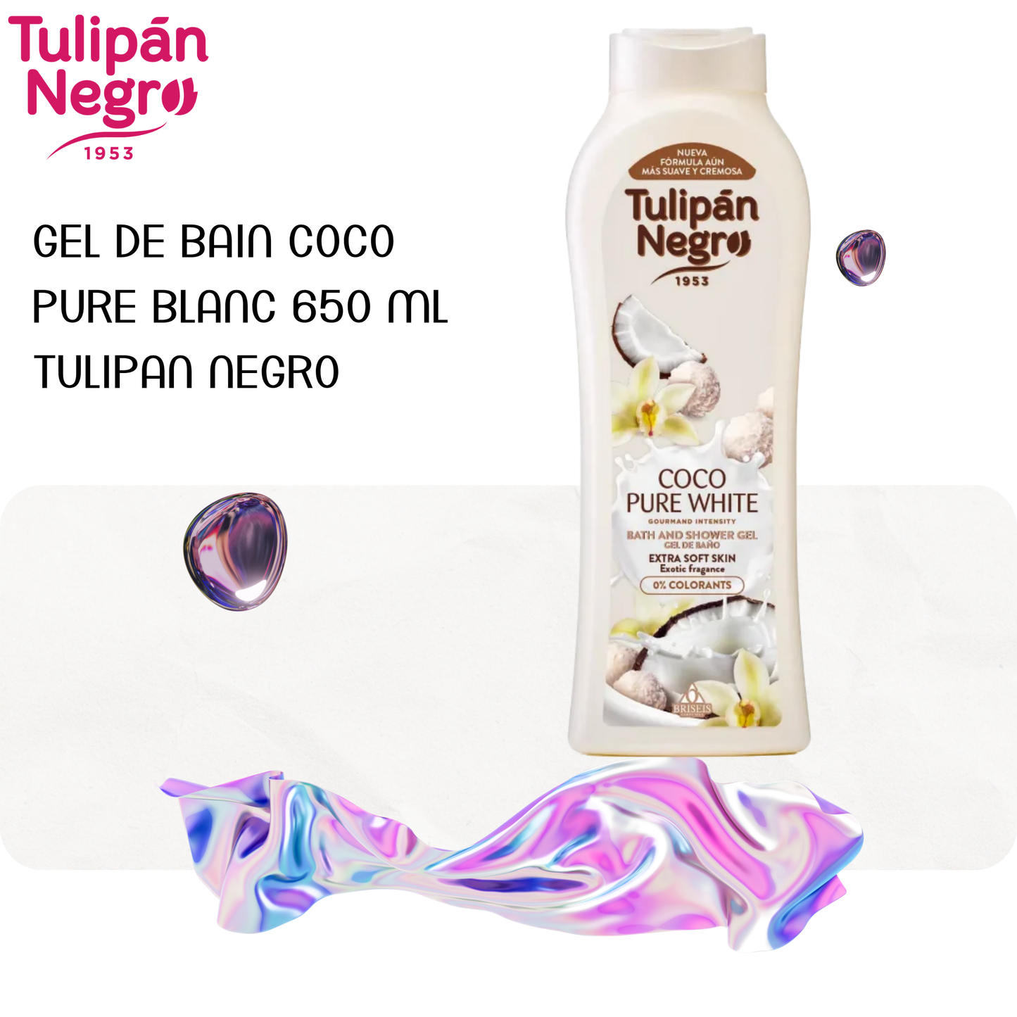 Gel de bain Coco Pure Blanc 650 ml Tulipan Negro