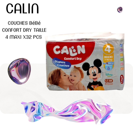 Couches bébé confort dry taille 4 maxi x32 pcs - CALIN