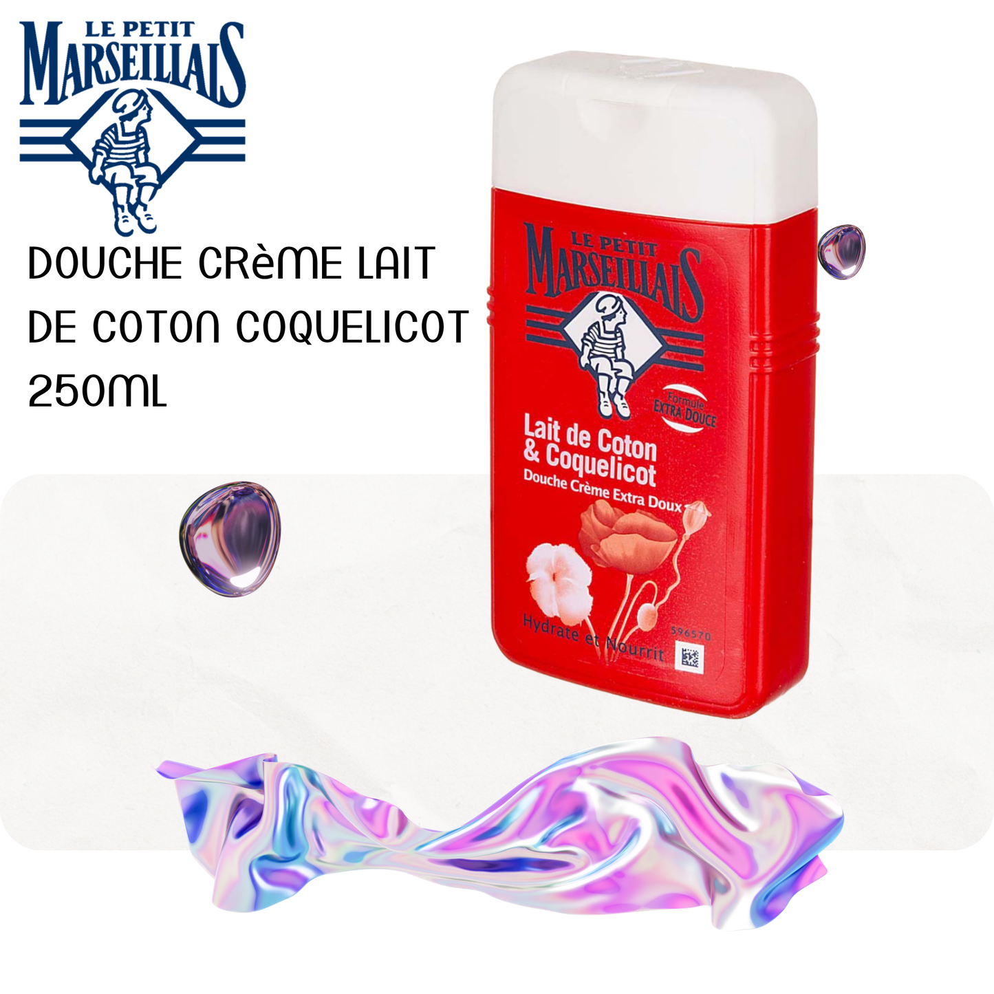 Douche crème lait de coton coquelicot 250ml - LE PETIT MARSEILLAIS