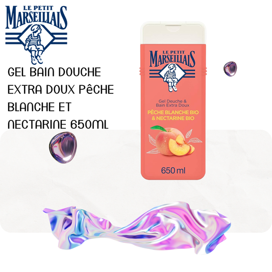 Gel bain douche extra doux pêche blanche et nectarine 650ml-LE PETIT MARSEILLAIS