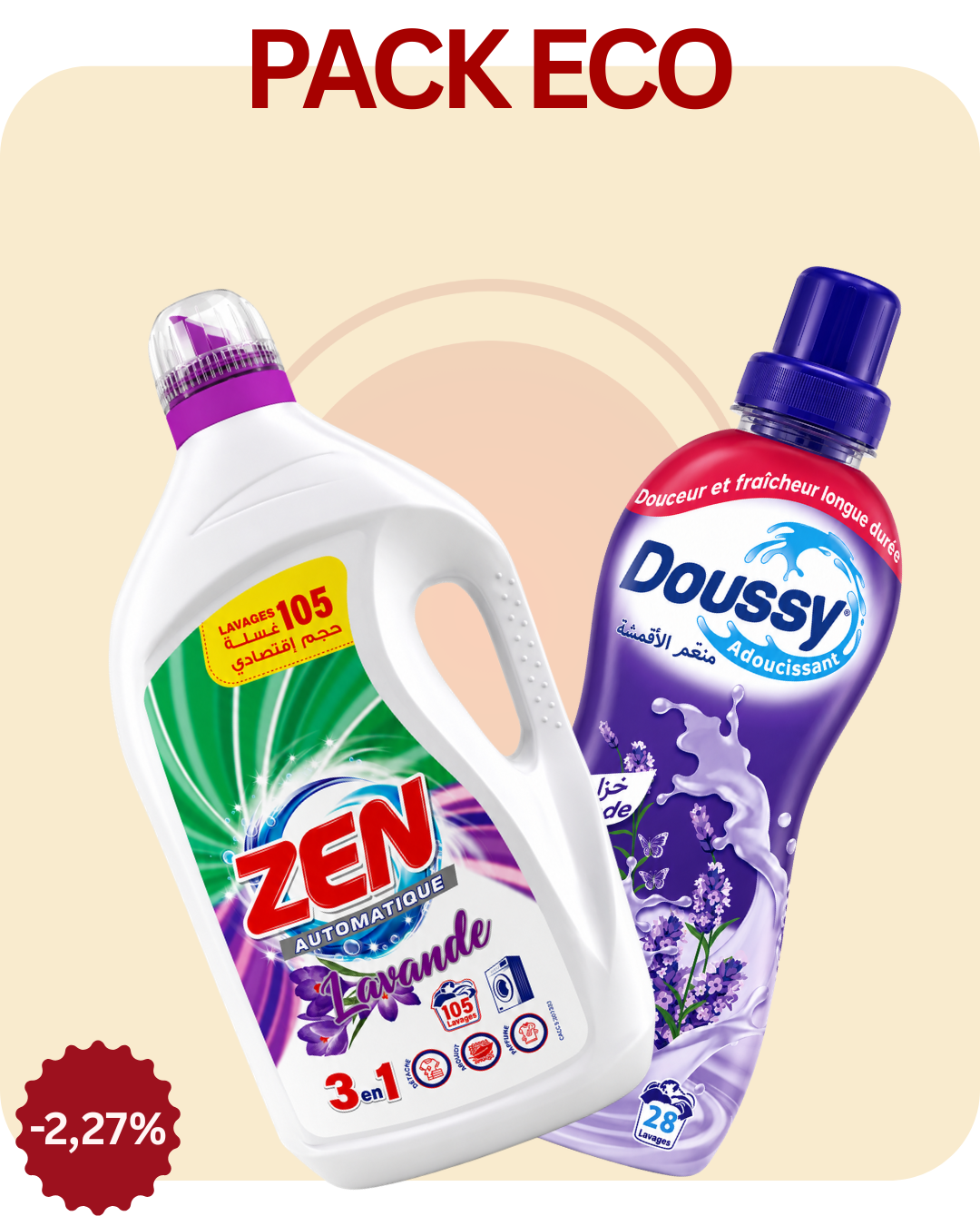 Zen liquide 5l Lavande + Adoucissant Lavande 1l  Doussy - Pack Eco