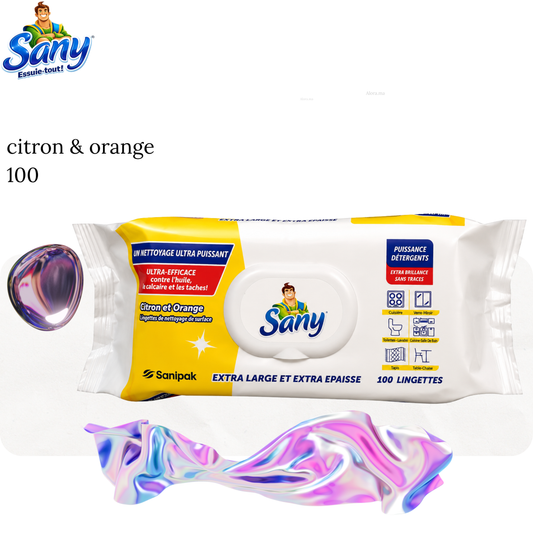 Lingettes multisurface citron & orange x 100 - SANY
