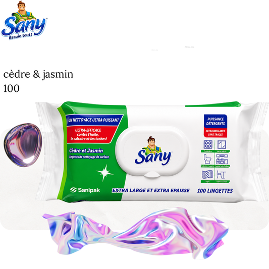 Lingettes multisurface cèdre & jasmin x 100 - SANY