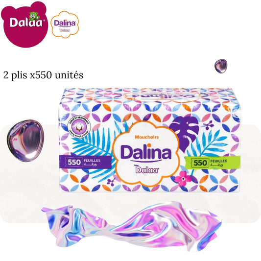 Mouchoirs blancs Dalina 2 plis x550 unités - DALAA