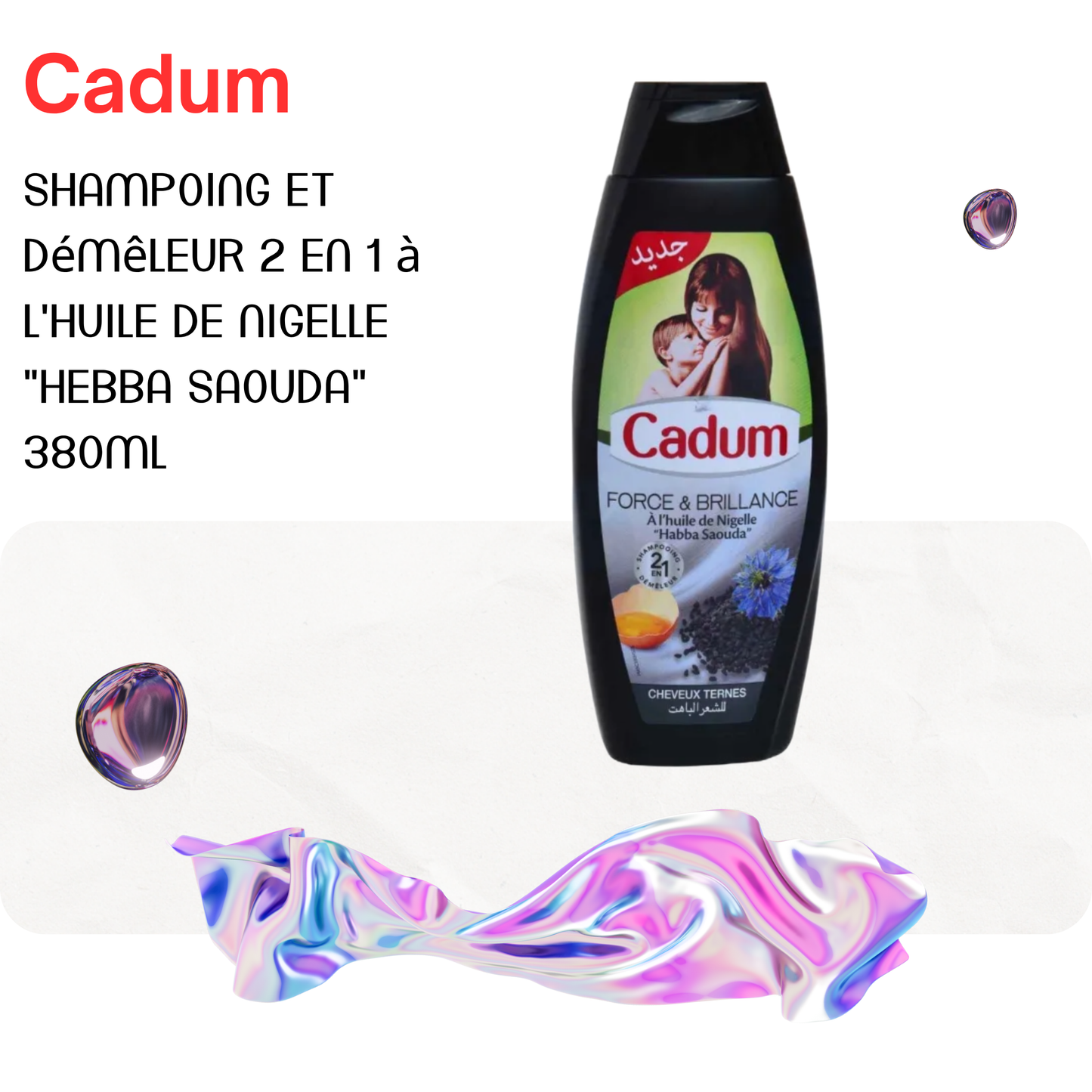 Shampoing et démêleur 2 en 1 à l'huile de nigelle "Hebba Saouda" 380ml - CADUM