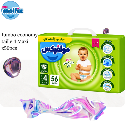 Couches bébé jumbo economy taille 4 Maxi x56pcs - MOLFIX
