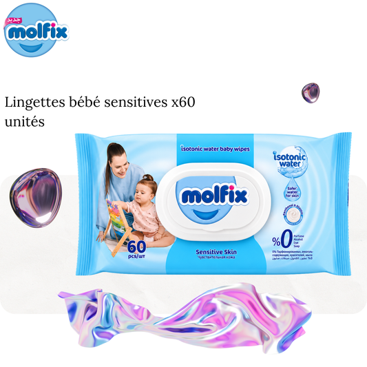 Lingettes bébé sensitives x60 unités - MOLFIX