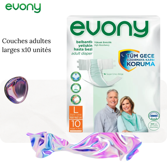 Couches adultes larges x10 unités - Evony