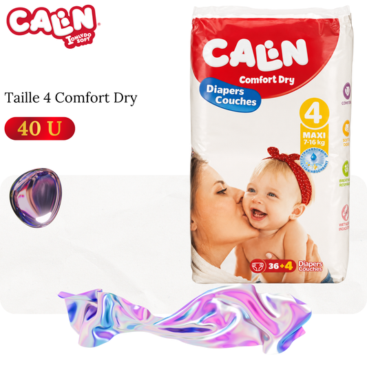 Couches bébé confort dry taille 4 max x40pcs - CALIN