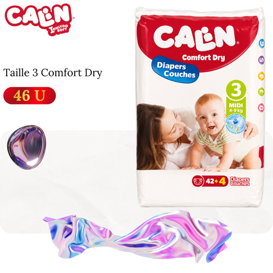 Couches bébé confort dry taille 3 midi x46pcs - CALIN