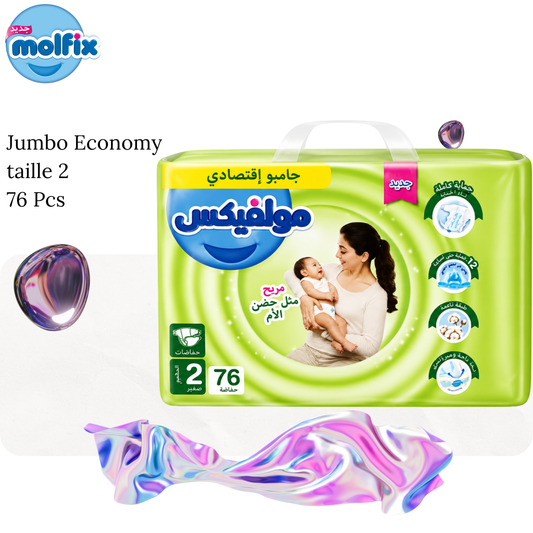 Couches bébé Jumbo taille 2 mini x76 pcs - MOLFIX