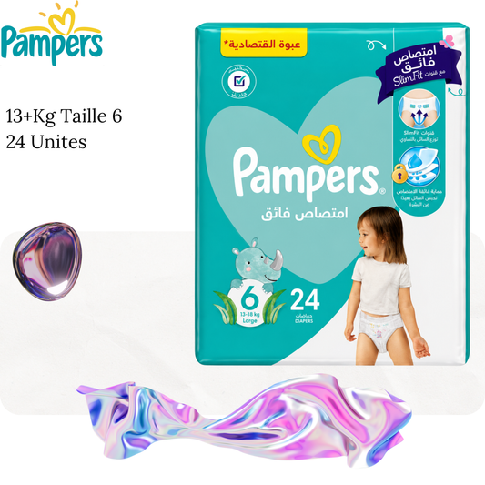 Couches Bébé 13+Kg Taille 6 ultra absorbantes Mainline x24 unités - PAMPERS