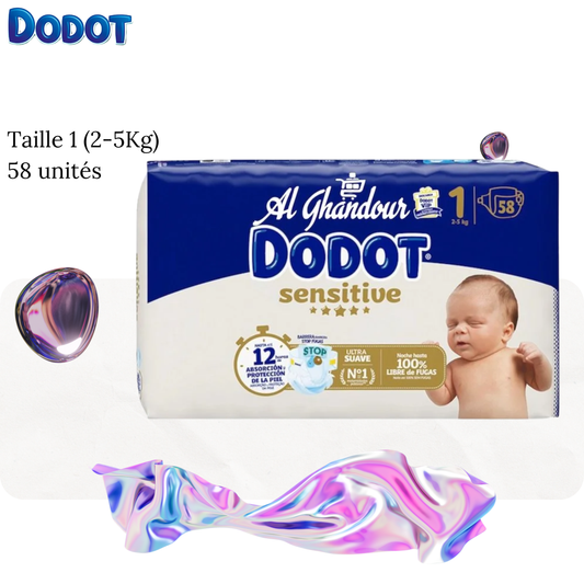 Couches bébé sensitive Jumbo Pack Taille 1 (2-5Kg) 58 unités - DODOT