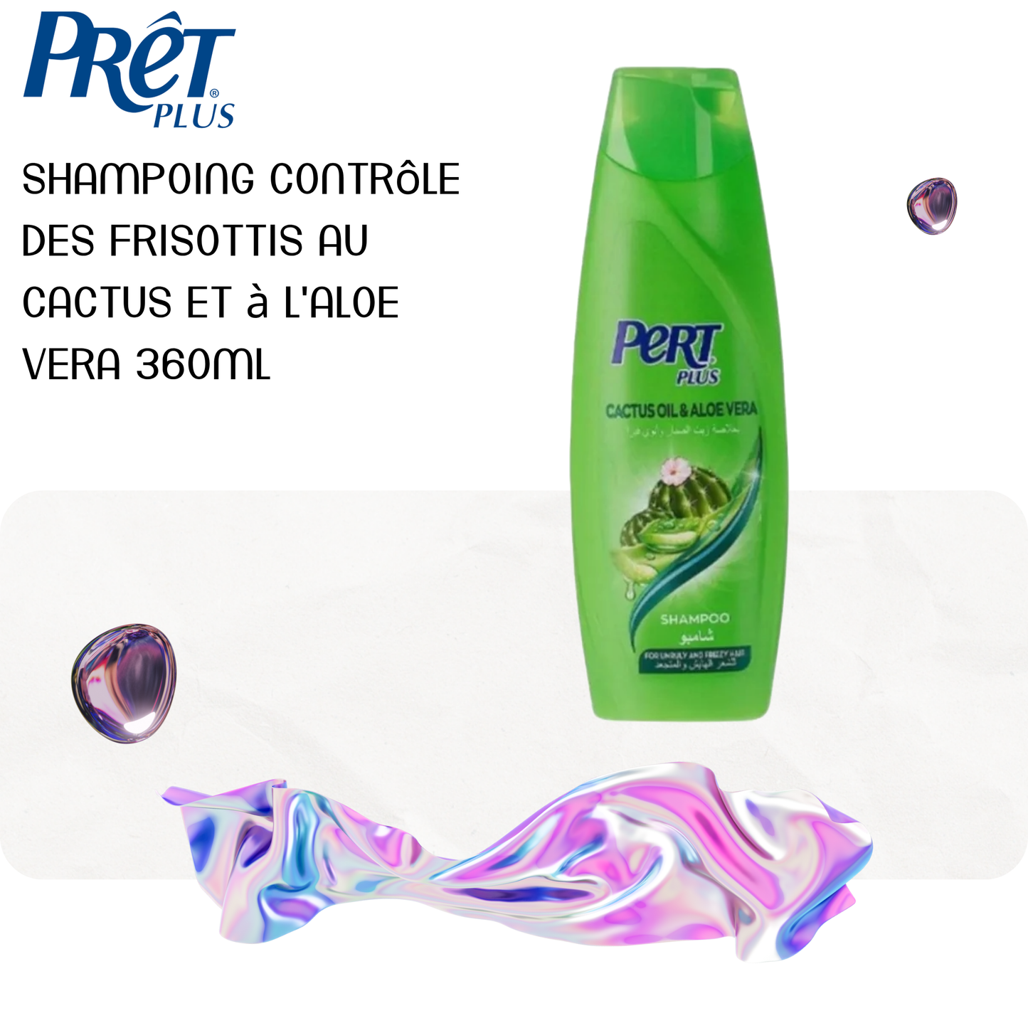 Shampoing contrôle des frisottis au cactus et à l'aloe vera 360ml - PRÊT PLUS